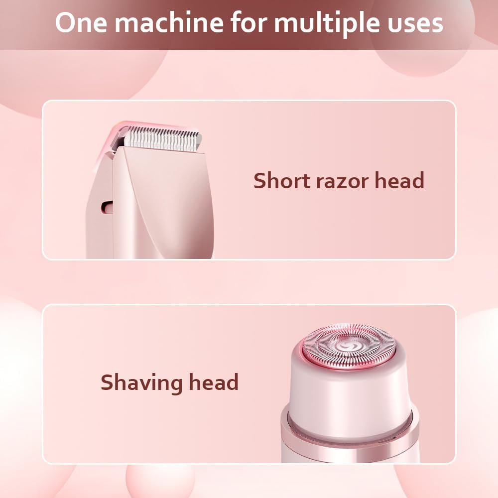 2025 New 2-in-1Women's Body Shaver, Head Bikini Trimmer Rechargeable Eletctric Shaver for Women, IPX7 Waterproof Wet and Dry Hair Trimmer for Facial