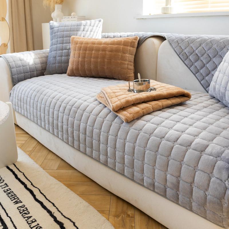 Falai Velvet Sofa Cushion Winter Thickened Non-slip Sofa Cover All-inclusive Cushion Cover Simple Modern Backrest Cover Winter