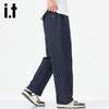 Izzue It Men's Solid Color Casual Straight-Leg Pants