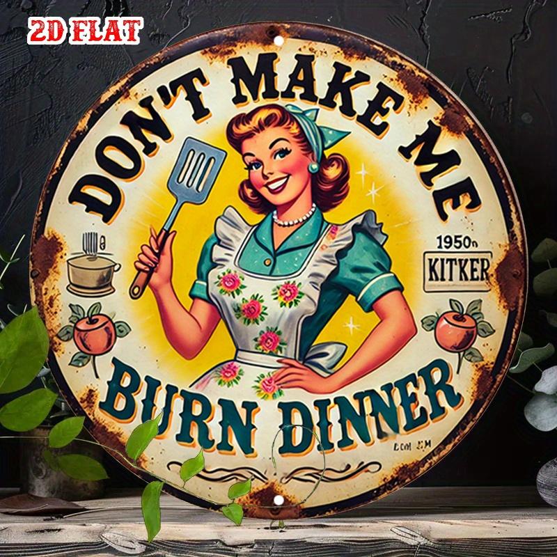 D Flat D Flat pc Vintage Style Aluminum Metal Tin Sign Bold Graphics Round Aluminum Sign Retro Charm X Round Alu
