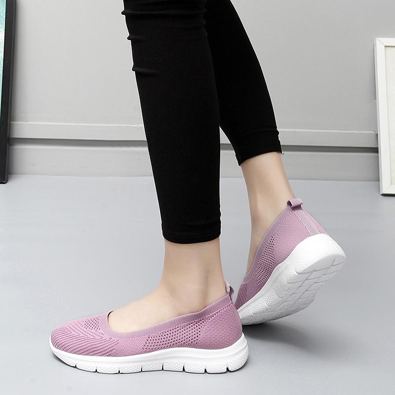Women’s Moccasins Loafers Casual Green Slip on Walking Shoes Summer Black Lightweight Socks Shoes for Mother Large Size