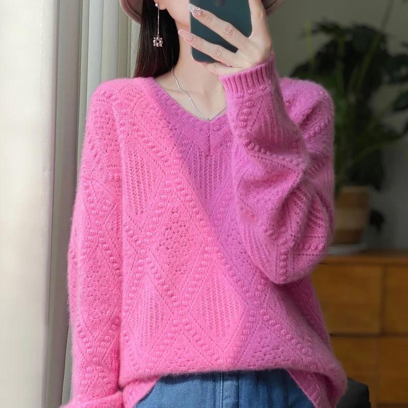 Sweater for Women Autumn Winter Thickened Pullover Warm Knitted Striped Crew Neck Base Layer Stretchy Long Sleeve Oversize Jumper Tops