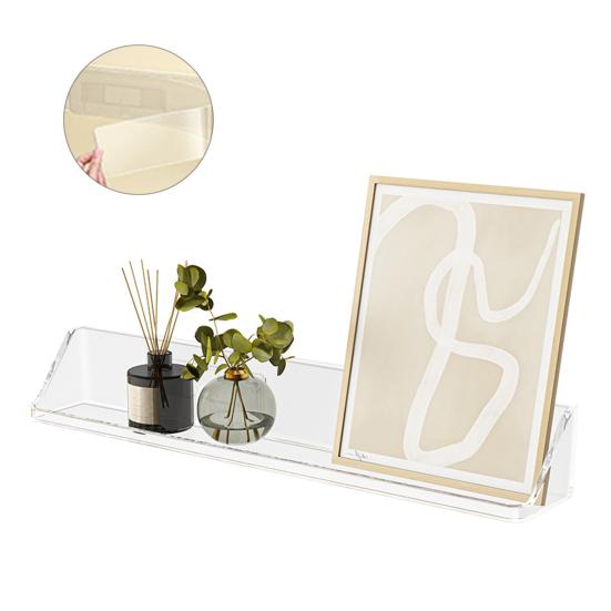 Transparent Floating Wall Shelf Self-adhesive Great Stickiness Thick Bookshelf Bathroom Living Room Ornament Picture Display