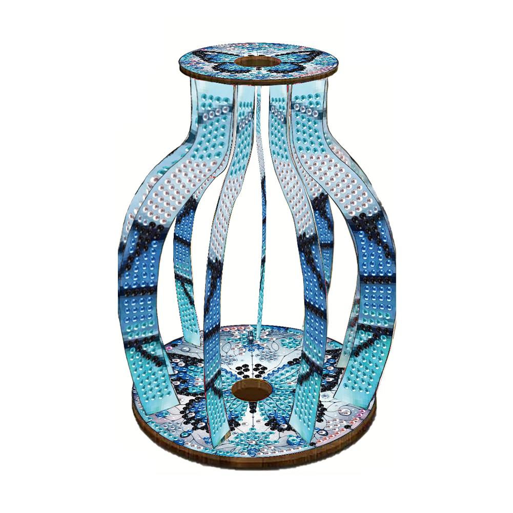 Acrylic Wood Colorful Pattern Diamond Mosaic Rhinestones Vase Diamond Painting 3D Vase Decor for Home Office Decor