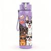 1PC Multiple Dogs Heart Love Print 750ml Color Plastic Sports Water Bottle Leakproof Flip Straw Lid Suitable for Sports Office Home Use