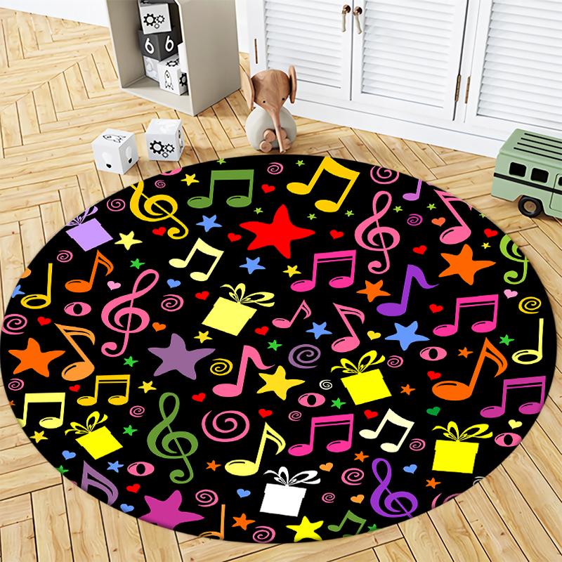 Alfombra redonda de franela con música, alfombras decorativas para sala de estar, alfombras decorativas de lujo para dormitorio, alfombra lavable para salón, alfombra antideslizante