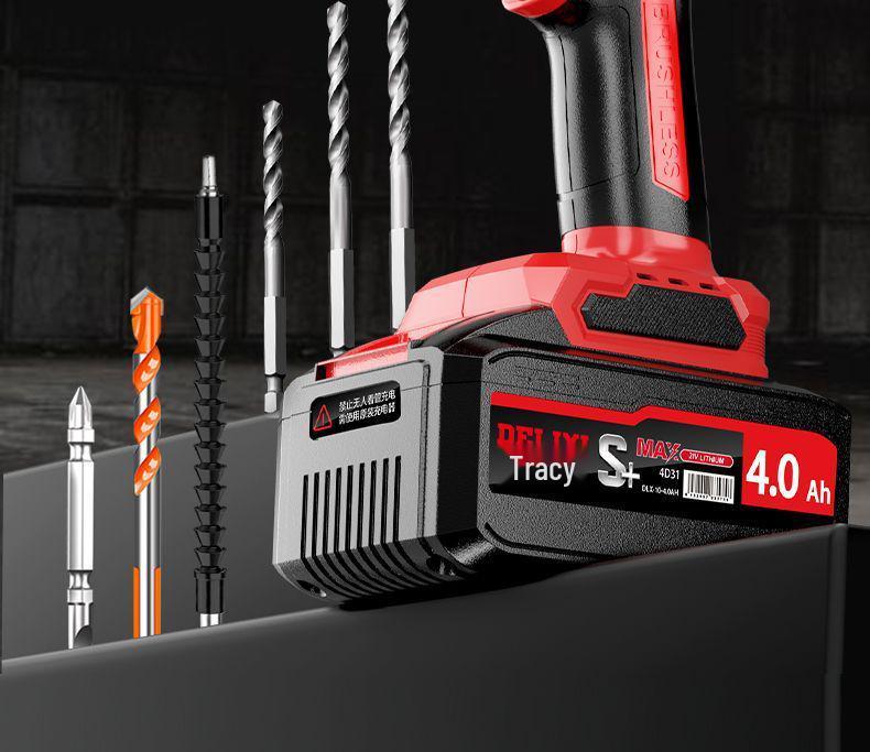 Delixi Brushless Lithium Electric Hand Drill - Pistol Grip for Household Wall Drilling and Impact Holes