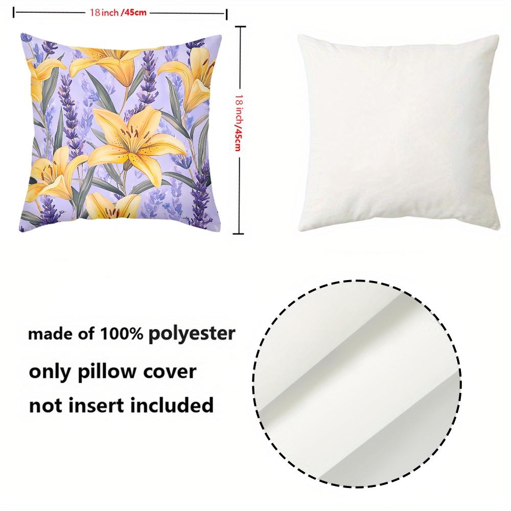 1 Pieces Watercolor Yellow Lavender Floral Throw Pillow Covers Pattern Cushion Cover Suitable For Sofa Bedroom Pillow Cover