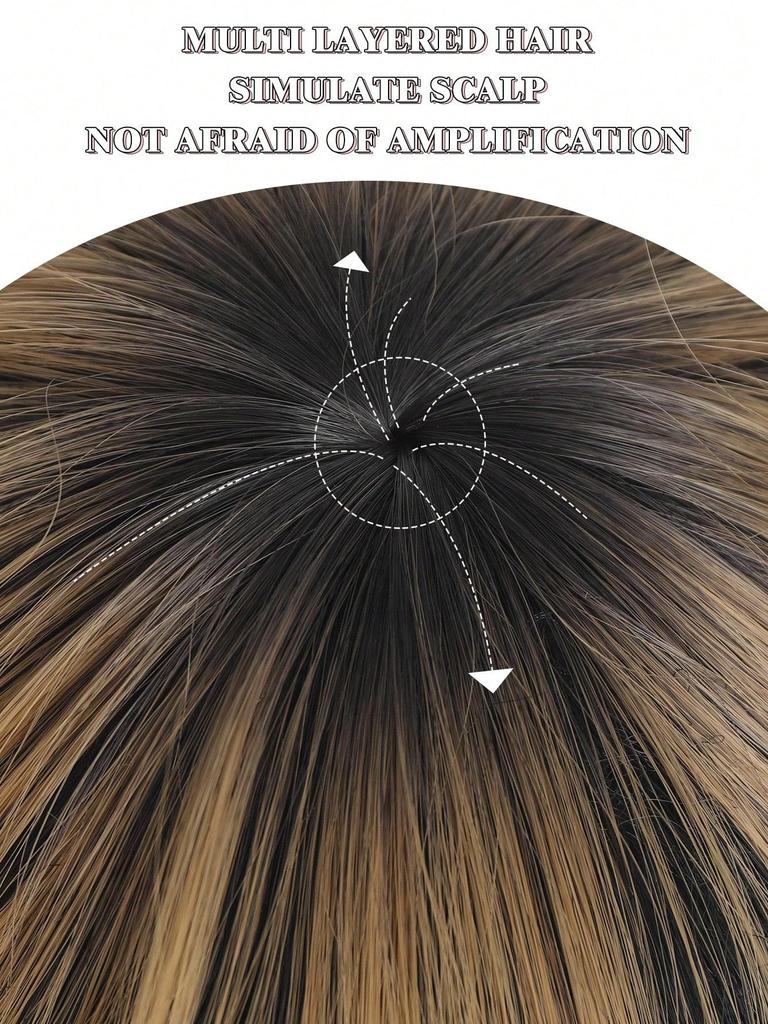 Synthetische Perücke 12 Zoll Pixie Cut Perücken für Frauen Haar Kurze Perücken mit Pony Schwarz Gemischt Braun Beliebte Mode Hitzebeständige Haarteile