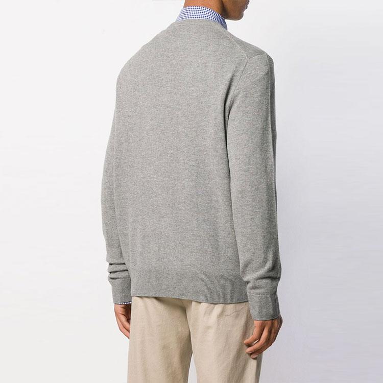 Polo Ralph Lauren FW21 V-Neck Logo Pattern Solid Pullover Long Sleeve Sweater Men sweater Gray 710667377-001