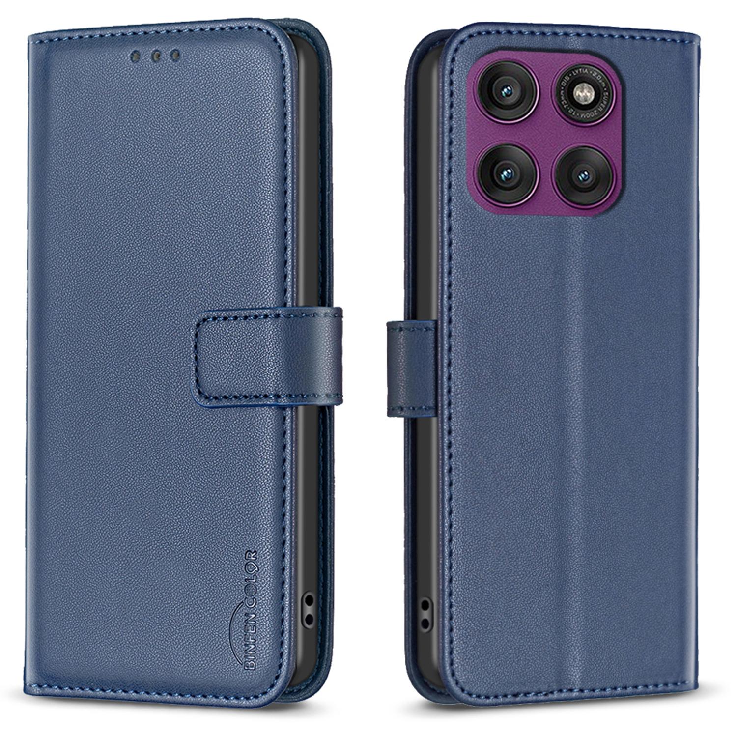 

BINFEN COLOR BF17 For Motorola Edge 60 Pro 5G Case Wallet Folio Flip Leather Cover Blue