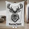 Custom Name Deer Flannel Blanket, Suitable For Sofa, Bed, Birthdays, Children, Friends, Gifts