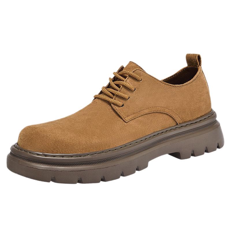 Sapatos Masculinos de Cadarço em Couro Respirável: Botas Casuais, Modernas, Que Aumentam a Altura, Resistentes ao Desgaste, com Solado Macio