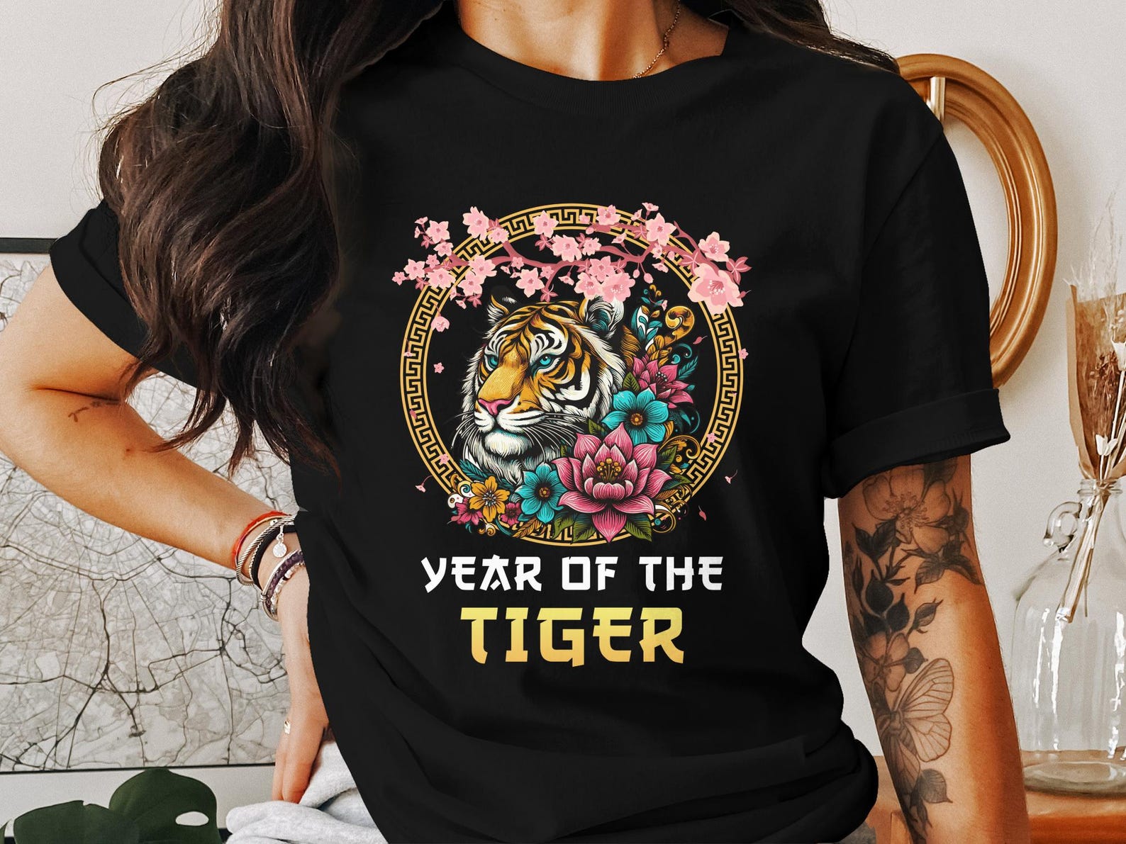 Chinese New Year Tiger T-Shirt, Lunar New Year Zodiac Shirt, Tiger Zodiac Tee, Chinese Zodiac Sign, Year of the Tiger 2XL