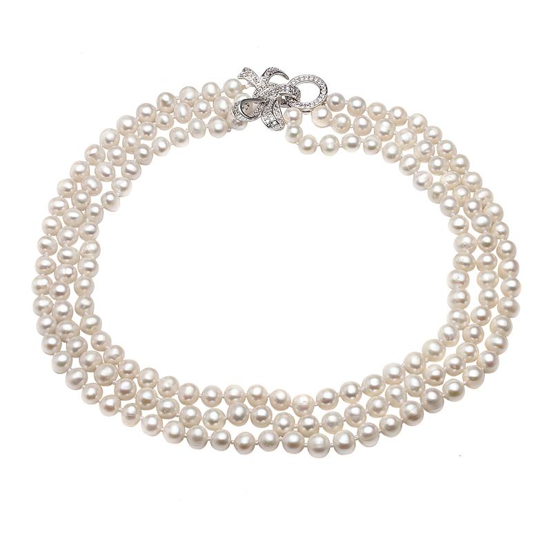 Wedding White Pearl Necklaces,Real Natural Freshwater Pearl Necklace Multi Layered Wife Mother Anniversary Gift About 41 43 45cm