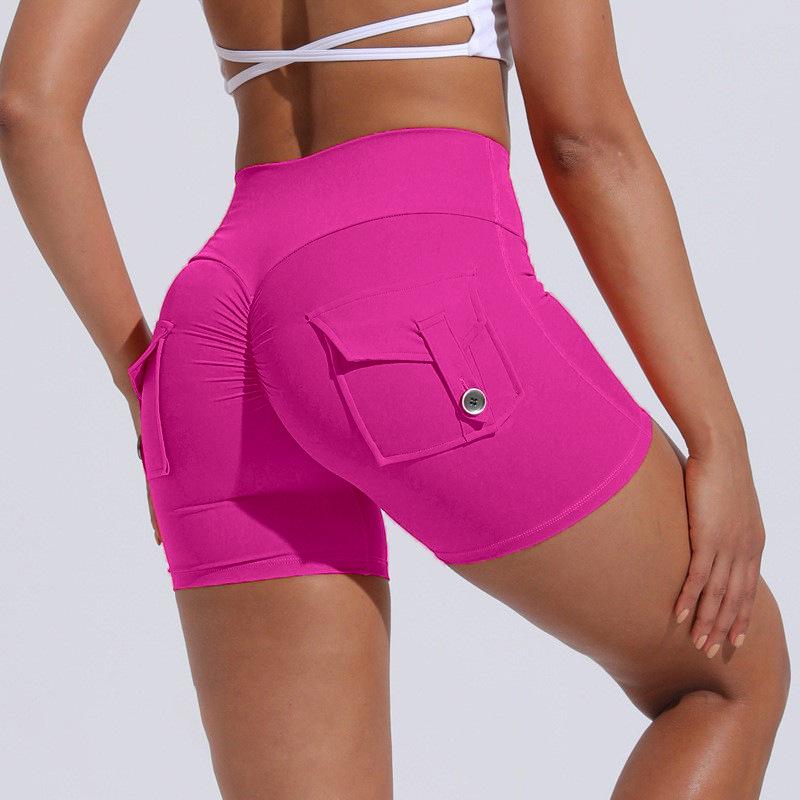 

High-Waist Pocket Yoga Shorts: Quick-Dry, Breathable, Hip-Lifting Fitness Hot Pants Medium