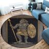Retro Line Roman Warrior Round Area Rug,Carpet Rug for Living Room Bedroom Sofa Playroom Decor,Non-slip Floor Mat