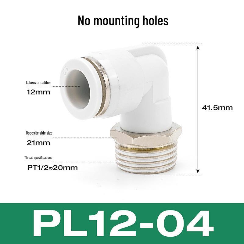 Premium White Male Thread Elbow PL8-02 Pneumatic Connector, 4-M5/6-01/10-03/12-04 Air Tube