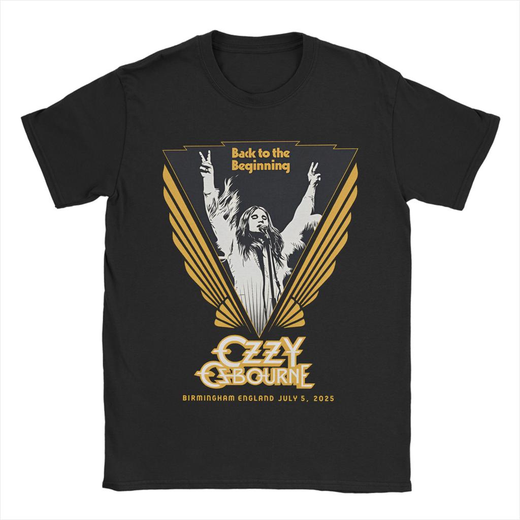 Czarny T-shirt Black Sabbath Ozzy Osbourne dla mężczyzn Trasa Back To The Beginning Bawełniany T-shirt z okrągłym dekoltem i krótkim rękawem Ubrania
