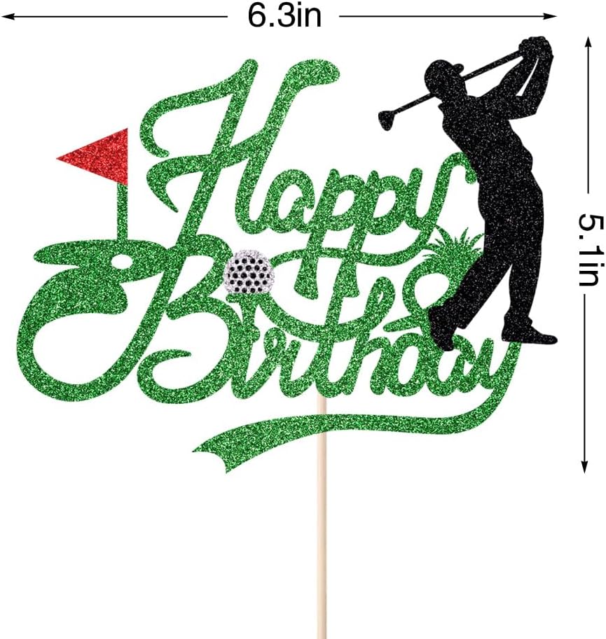 Topper Torta Buon Compleanno Golf Pallina da Golf Giocatore Decorazioni Torta Glitter Topper Torta Buon Compleanno Sportivo Decorazioni Festa a Tema