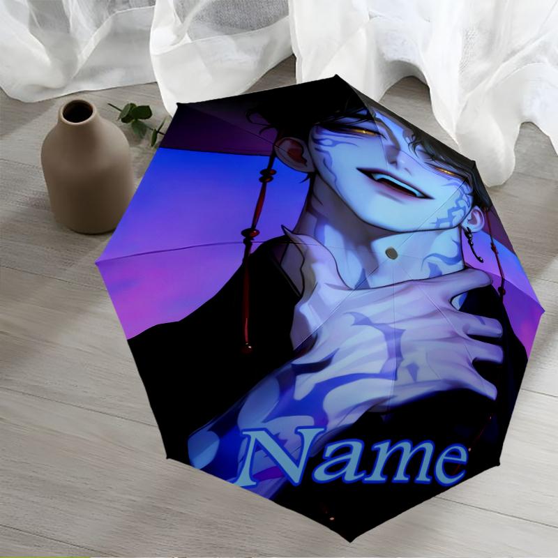 Ombrello Automatico Personalizzabile con Nome, Tema Cacciatori di Demoni KPop, Leggero e Portatile, 8 Stecche, Perfetto per Viaggi all'Aperto, Compleanni, Natale, Regali.