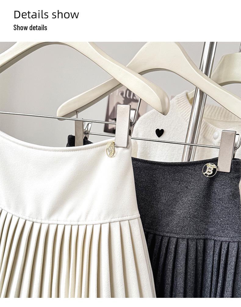 2025 New Women's High Waist A-line Wool Pleated Skirt
