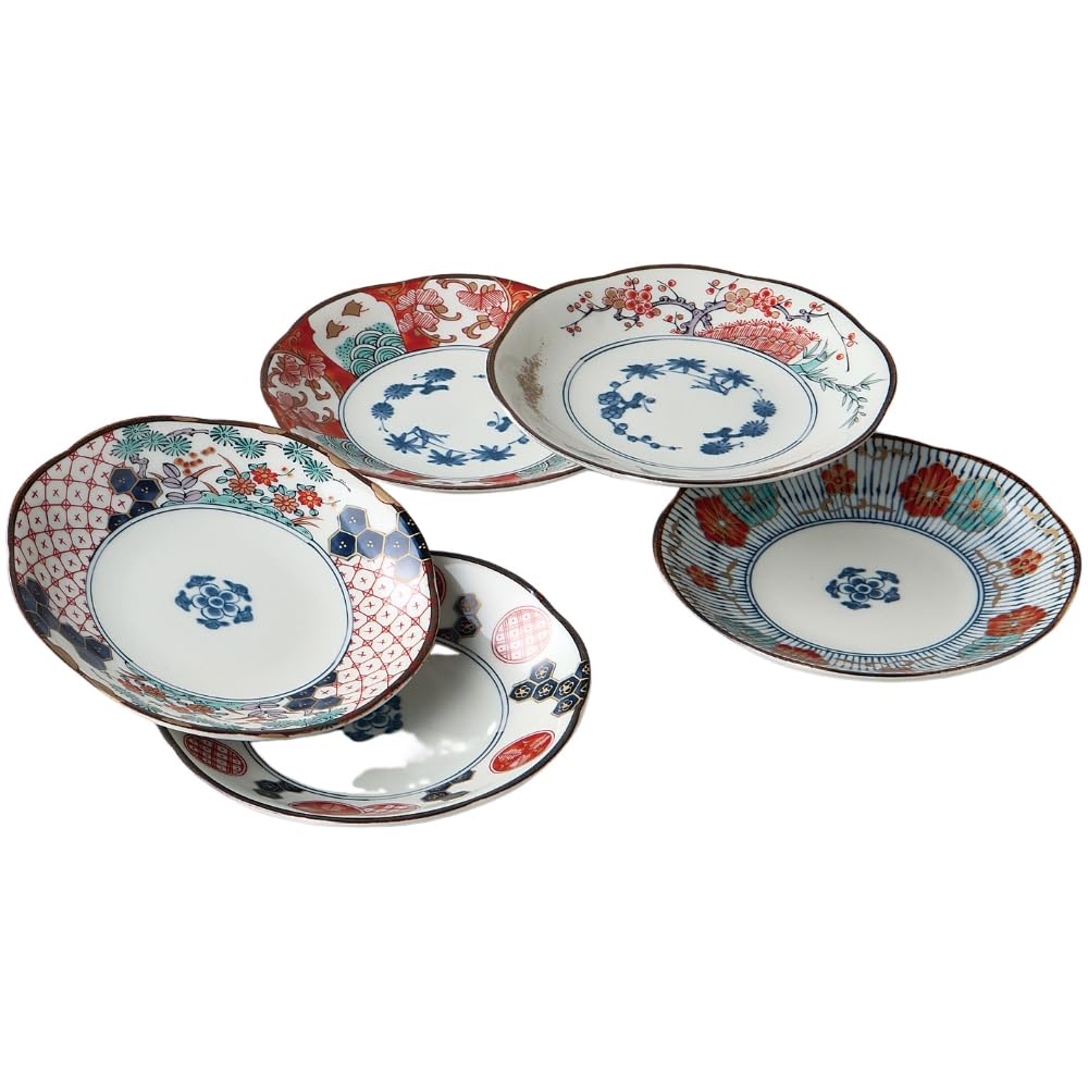 Ale-net Medium Plate Set: W16×D16×H2.5cm, Sometsuke Ko-Imari style, Porcelain, Mino Ware, Made in Japan