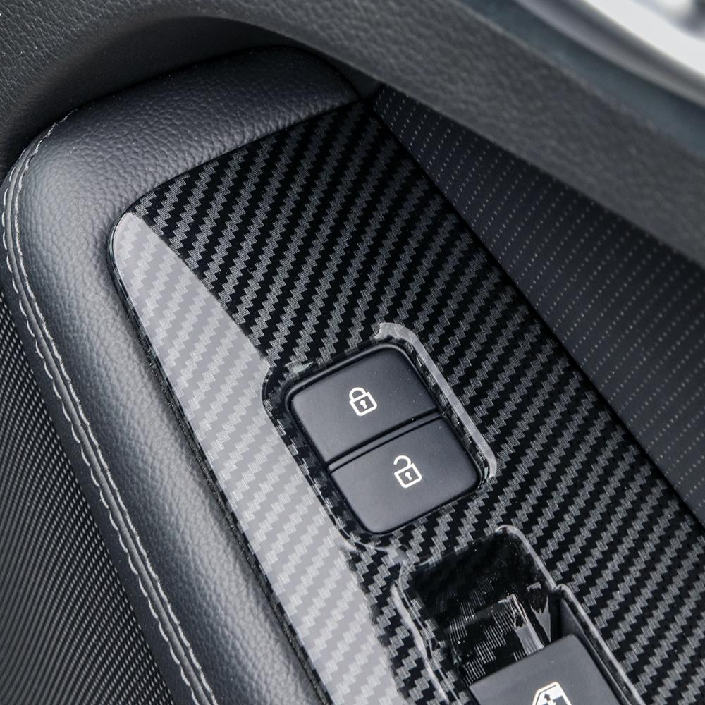 3PCS Carbon Fiber Style ABS Window Switch Button Panel Cover Trim For Genesis G80 DH 2015-2020 Accessories LHD