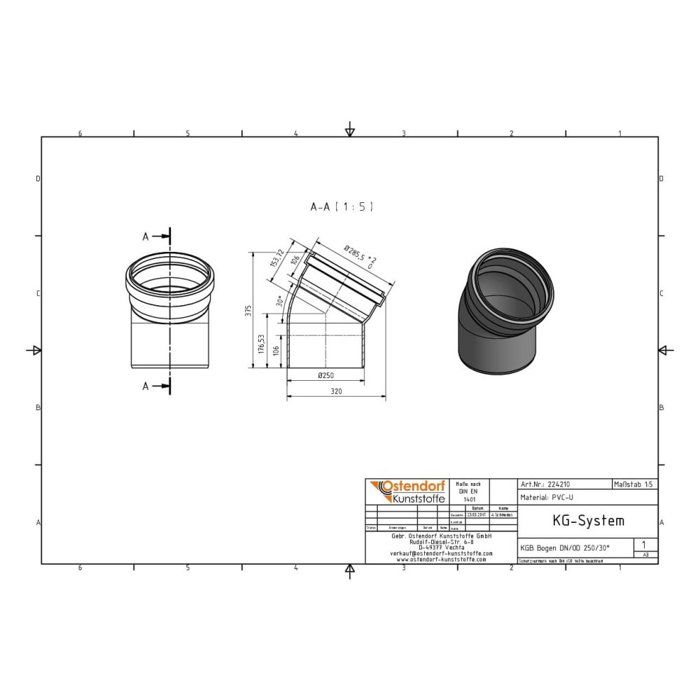 Coude PVC d'Évacuation DN 250 30 Degrés - Solution Fiable pour Assainissement
