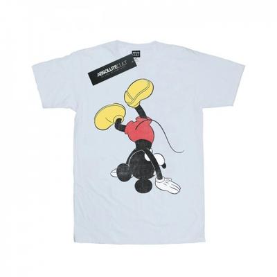 Camiseta feminina/feminina Mickey Mouse de algodão de cabeça para baixo namorado