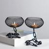 Vintage Iron Lantern Candle Holder High Temperature Resistant Metal Cage Candelabra Hollowed Out High Footed Candles Stand