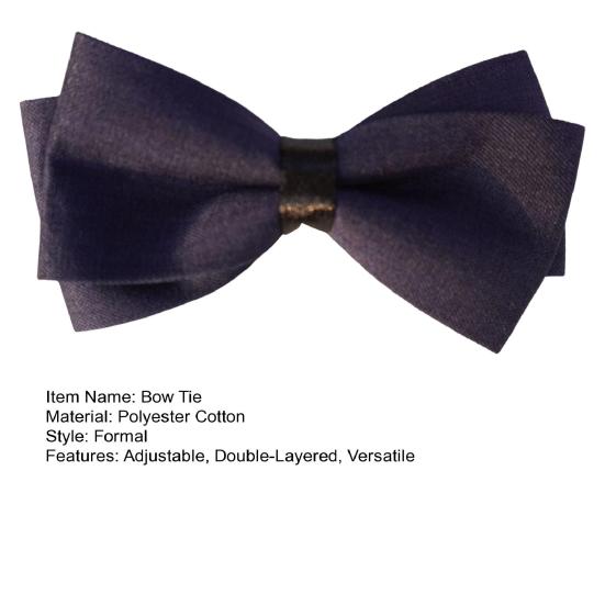 Men Formal Bow Tie Adjustable Design Double-Layered Bow Tie Non-fading Weddings Business Parties Bow Tie