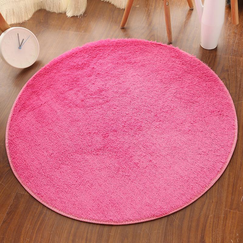 Silk Wool Round Rug Carpet Living Room Bedroom Bedside Floor Mat Tender Comfortable Simple Daily Warmth Various Colors Aesthetic