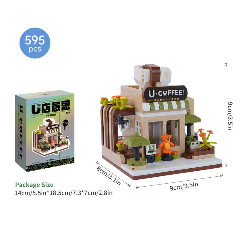 

TOYLINX 650PCS Street View Building Block Set City View Coffee Shop Diy Mini Building Model Decoration Children s Toys Gift
