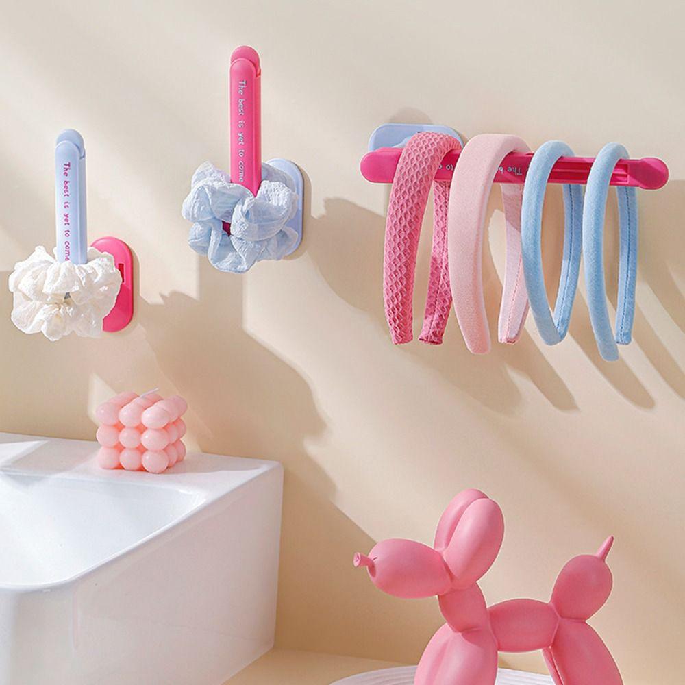 2Pcs Punch-Free Hair Rope Storage Rack Retractable Necklace Bracelet Stand Shower Room