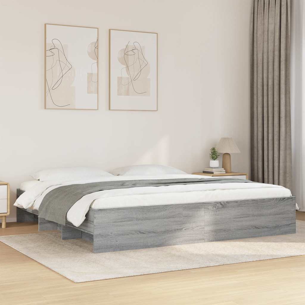 Bed Frame Gray Sonoma 200x200 cm Particleboard
