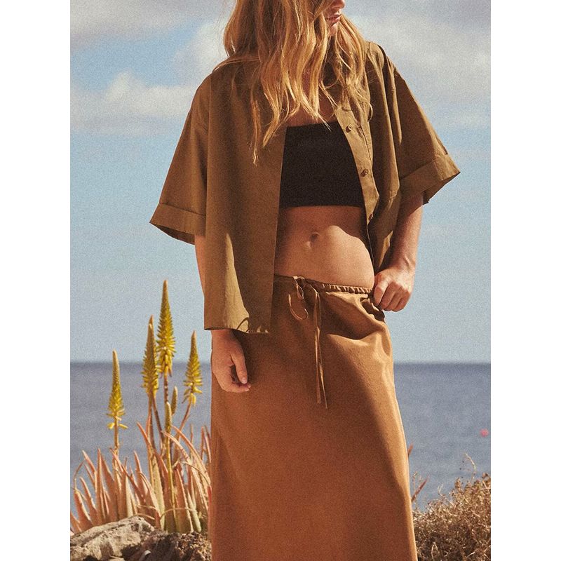 Za2025 Summer New Product Women's Clothes Casual Easiest for Match Simple Lapel Short Sleeve Pocket Poplin Shirt 4764025