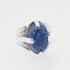 Used X065 Lapis Lazuli 925 Engraved Ring Large Design Silver Ring Vintage December Birthstone No. 16