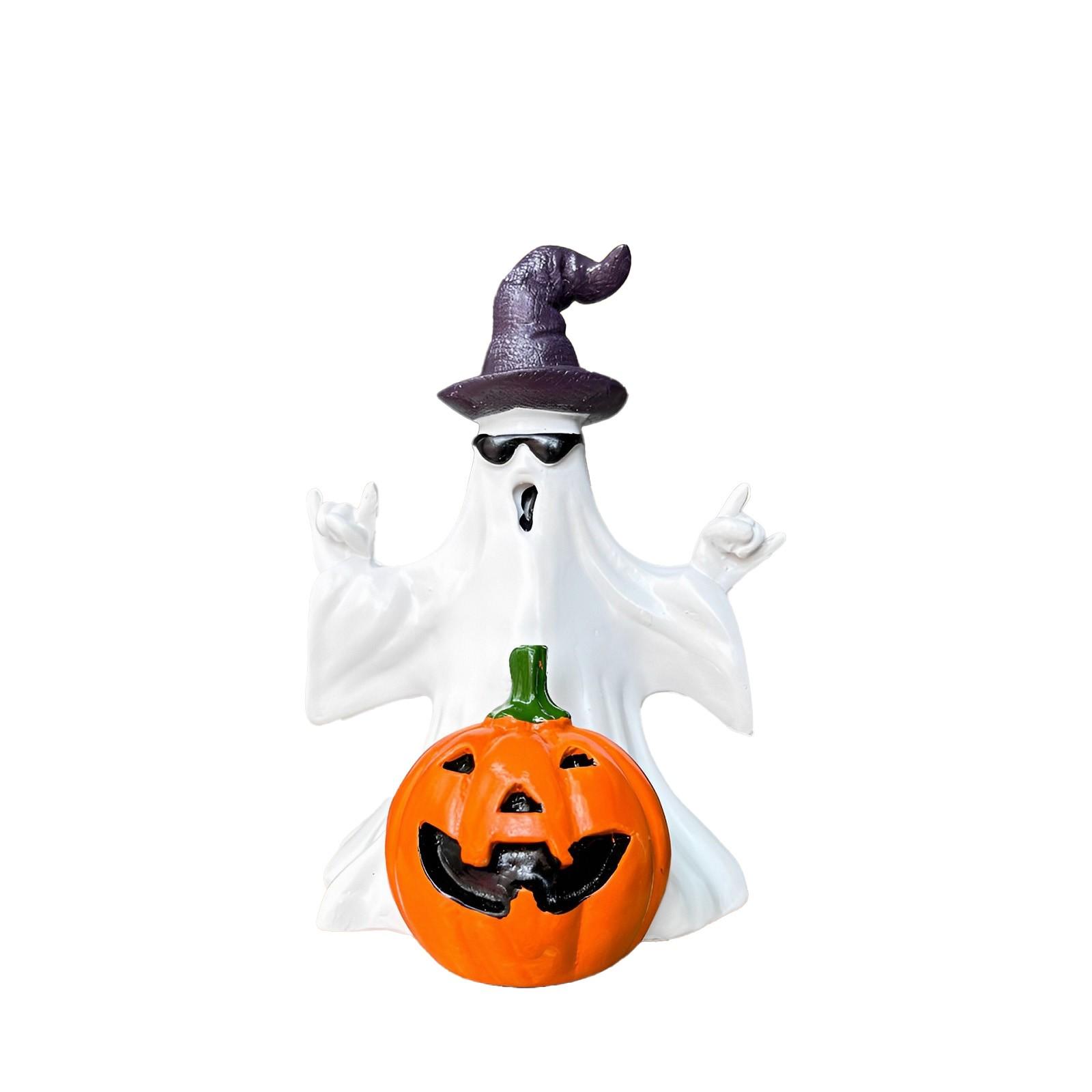 

Halloween Pumpkin Hat Ghosts Resin Decorative Ornament One Size