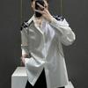 Men Trendy Brand Handsome Loose Spliced Sequin Design Chain Shirt