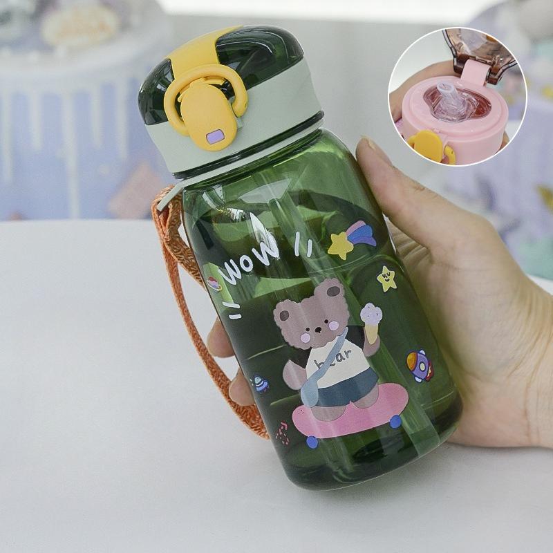 400/650ML Borraccia Antigoccia Tazza Acqua Bambini Tazza Cartone Animato Creativa Con Cannuccia Tazza Acqua in Plastica Portatile Per Bambini Sport all'Aperto Tazza con Cannuccia