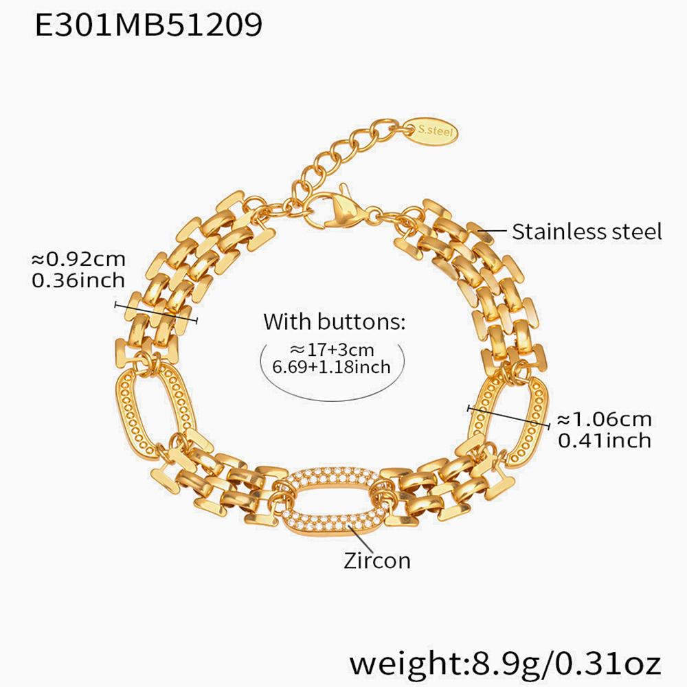 Браслет-сердце из кубического циркония на нержавеющей стали с покрытием 18 карат Золота Браслеты Браслет-цепочка для часов Ежедневное ношение Украшения для женщин