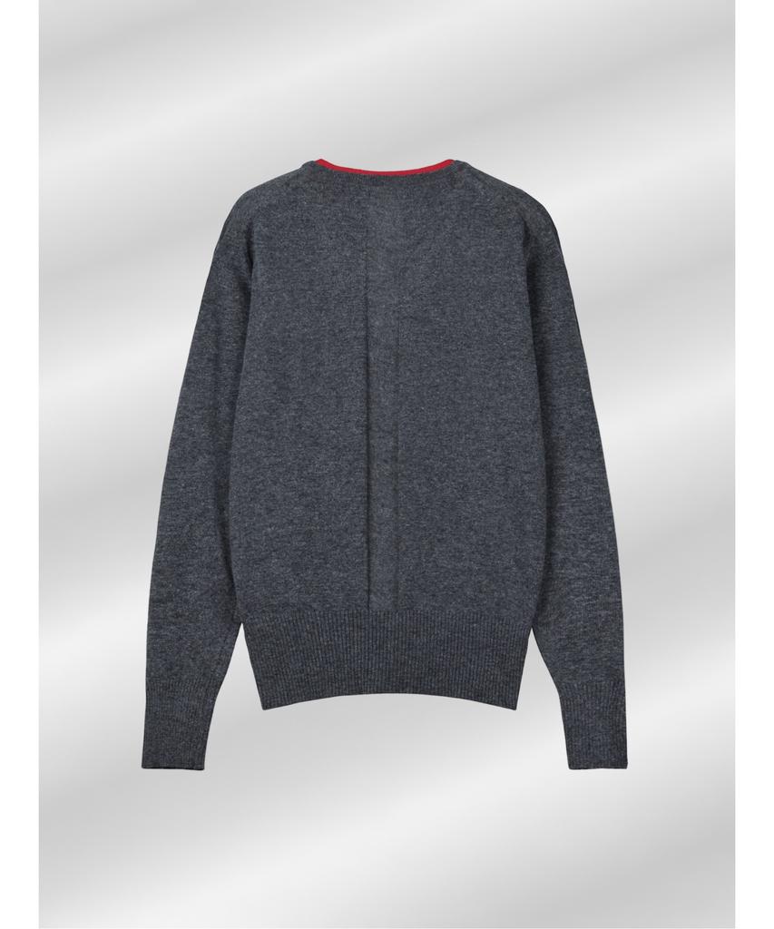 PARADIGMFILM [Ep.01] Reverse V-Neck Layered Knit (Charcoal Red)