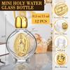 SacredVials - 12 Blessed Holy Water Containers of 0.5 floz, Glass Vessels with Colored Caps and Communion Gift Packaging for Church and Family (Gold,