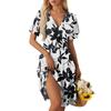 Women's Summer Dress Loose Beach Vacation Casual Deep V Neck Short Sleeve Dress Elegant Dress