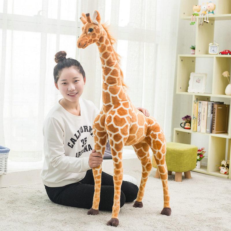 New 50-120cm Giant Real Life Giraffe Plush Toys Cute Stuffed Deer Dolls Soft Animal Pillow Cushion Birthday Gift Boy Girl