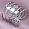 DIY Cabochons Jewelry Ring 1Pcs Adjustable Open Stainless Steel Heart Sun Leaf Motif for Anniversary Gift for Her