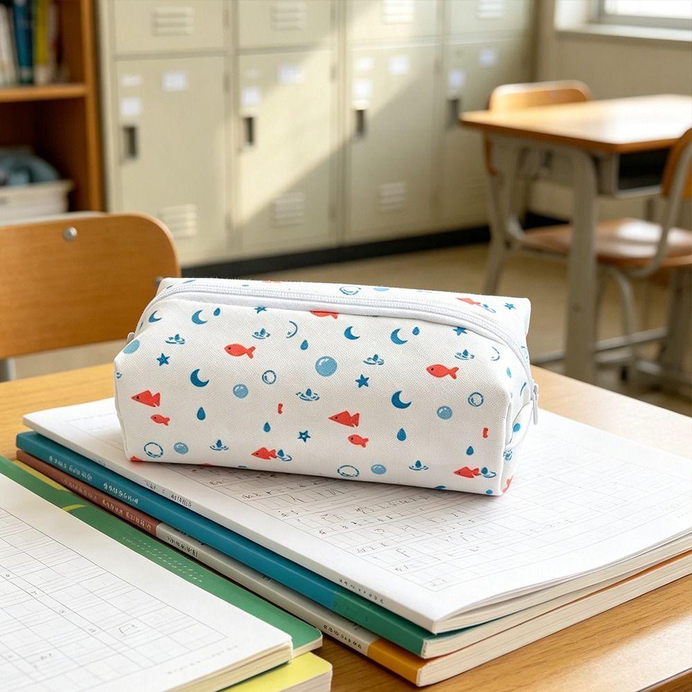 Large Capacity Pen Bag Cartoon Printed Stationery Bag Multipurpose Pencil Pouch  Gift