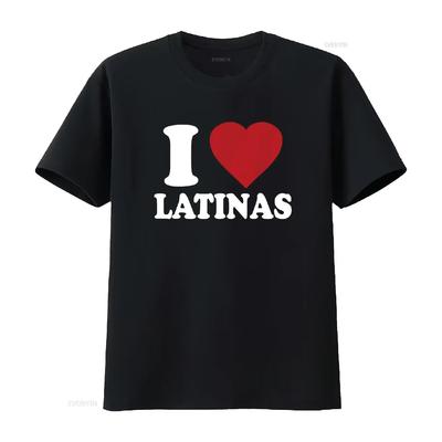 I Heart Latinas Love Funny T Shirt Vintage Washed Graphic Fashion Streetwear Stylish Comfortable Unisex Versatile Homme