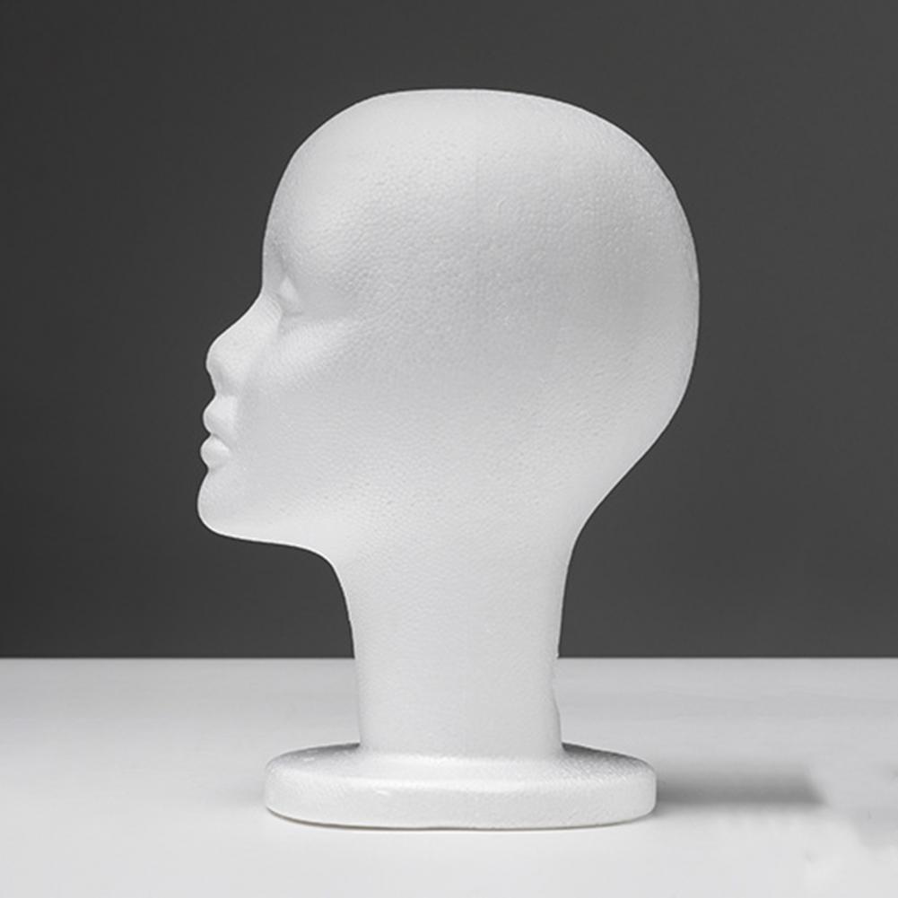 Foam Head for Wigs Female Mannequin Head Headset Wig Display Stand Hairpieces Lightweight Cap Stand for Home Salon Travel